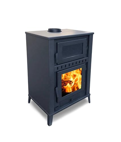 CAEXVEN Estufa de Leña CAEXVEN 14KW ECODESIGN | Doble Puerta con Cristal NEOCERAM | Horno Superior | Fabricada en España