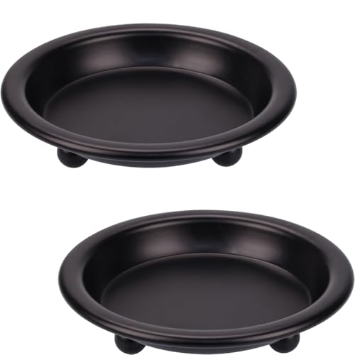 NiuXTool - Vintage Round Candle Holder Trays, Decorative Iron Candle Plates/Candle Bases for Home Decor, 4.2" Diameter for Pillar & Tealight Candles (Black)