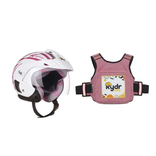 Image of Rydrkids Star S Peak - Kids Motorcycle Helmet with Visor & Peak - Size S 3 to 7 Years, Lightweight & Adjustable Safety Helmet for Boys and Girls