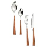 DECHOUS Cuchillo Tenedor Cuchara Grande y Pequeña Vajilla Resistente para Hogar Cenas Fiestas y Camping