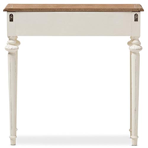 Baxton Studio Marquetterie French Provincial Style Weathered Oak And White Wash Distressed Finish Wood Two-Tone Console Table #TOP4