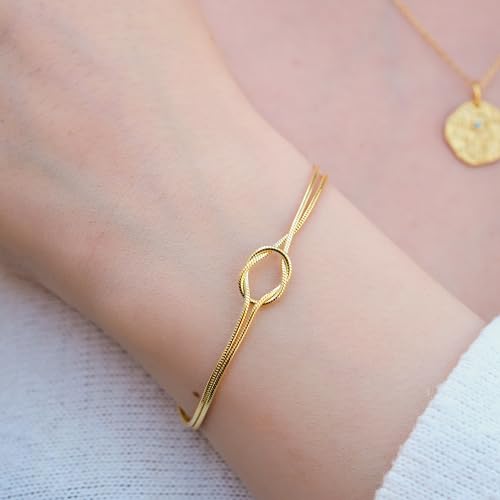 14K Gold Vermeil Love Knot Bracelet, Mother Daughter Bracelet, Friendship Knot Bracelet, Birthday Gift for Her4