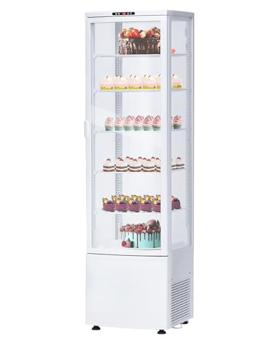 Image of GarveeLife 10.9 Cu.Ft Vertical Countertop Display Refrigerator | 360 Glass Pastry Merchandiser with LED Lighting, Digital Control, & Anti-Fog Glass for Bakery & Cafe