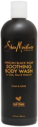SheaMoisture Soothing Body Wash for Acne Treatment African Black Soap Paraben Free Body Wash 13 oz