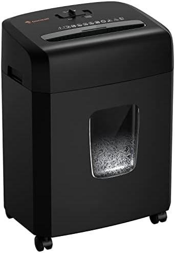 Bonsaii Heavy Duty Cross-Cut Paper Shredder, 10-Sheet Shredder for Home Small Office Use with Removable Universal Wheels, Cross Cutter Electric Machine with 15-Litre pullout Waste bin, Black(C206-C)