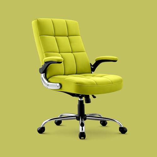 Image of LAKDI Furniture Co Premium Velvet Fabric High Back Office Chair with Adjustable Tilt, Flip-Up Arms, Ergonomic Thick Padding | Executive Boss Chair-111011268-02-Green | 5 Years Warranty & Free Assembly
