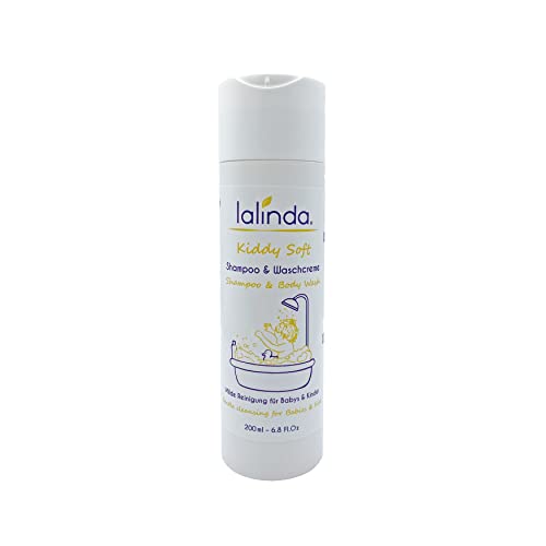 lalinda - 2in1 Baby & Kinder Shampoo & Waschcreme | Naturkosmetik Shampoo für Babys ab 3 Monaten, Kinder und sehr empfindliche, juckende Kopfhaut |Vegan | Ohne Silikone oder Mikroplastik 200ml Cover