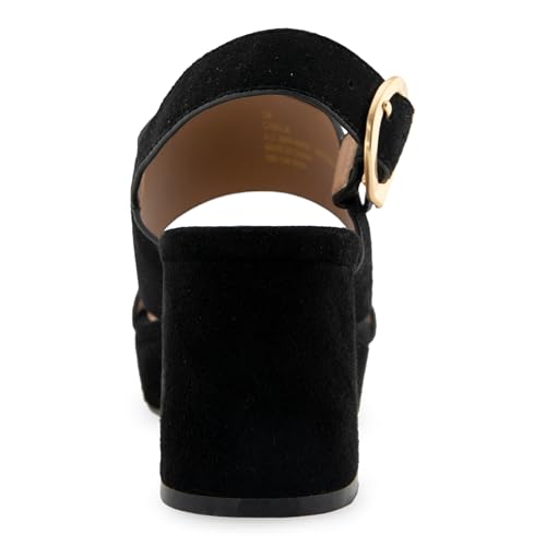 AEROSOLES Women's Camera Platform Heeled Sandal, Black Suede, 8.5 Wide3