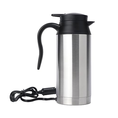 LALABU 12V Wasserkocher Auto, 120W Leistung, 750 ml, Automatische Abschaltung, Verdecktes Heizelement aus Edelstahl für Fernverkehr Autofahrt Camping im Freien