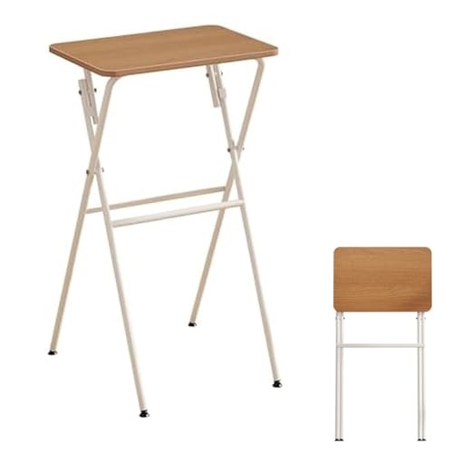 Mesa de bar plegable con parte superior de madera y patas de metal para ahorrar espacio en bistró, sala de estar y comedor