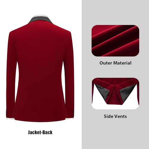 Rogers & Morris Velvet Tuxedo Suit for Men Solid Shawl Lapel 2 Piece Set Regular Fit Jacket Pants Set3