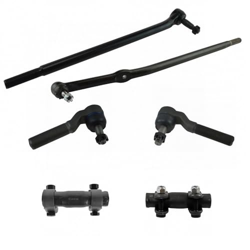 TRQ Inner and Outer Tie Rod Set 6 Piece Compatible with 1995 Ford F-250 4WD 4200lb Front Axle 1996 Ford F-250 4WD 1997 HD Twin I-Beam Front Suspension