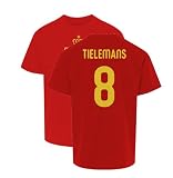 Belgium 2026 Tielemans 8 Two-Sided Jersey Style Youth Unisex T-Shirt (Red, Youth Large)