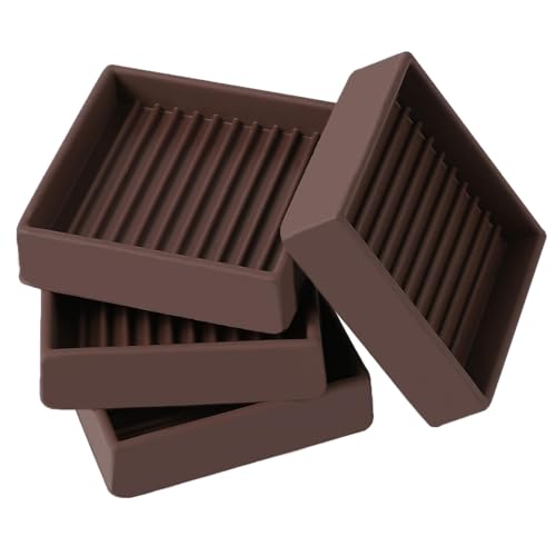 2x2 Non Slip Rubber Furniture Caster Cups for Hardwood Floors Anti-Slip Square Furniture Coasters Pads Stopper Gripper Floor Protectors for Bed Couch Table