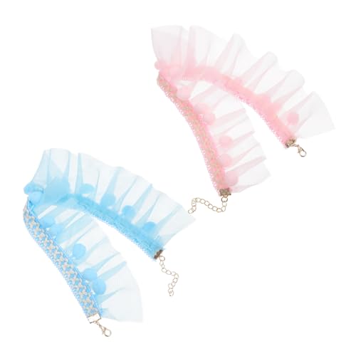 HANABASS 2個 ペットの首輪 猫レースよだれかけ 犬用レース首輪 猫のスカーフ 猫用ハロウィンコスチューム 猫カメラ ペットレースネックレス ペットの首の装飾 ペット用品 ポリエステル