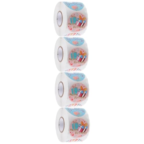 Toddmomy 4 Rollos Pegatinas De Cumpleaños Pastel De Cumpleaños Pegatinas Pegatizas De Etiqueta De Sellado Decoraciones De Pastel Decoración De Pasteles Etiqueta De Sellado Presente Papel