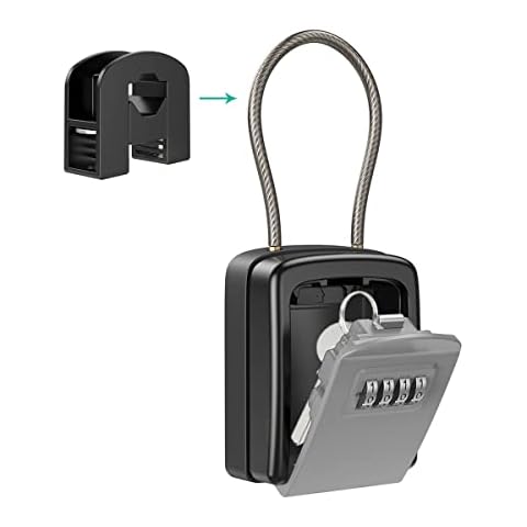 ORIA Key Lock Box, Resettable Key Storage Lock Box with Removable Buckle, 4 Digit Combination Key Safe Lock Box Waterproof for Home, Warehouse, Indoor, Outdoor Cover