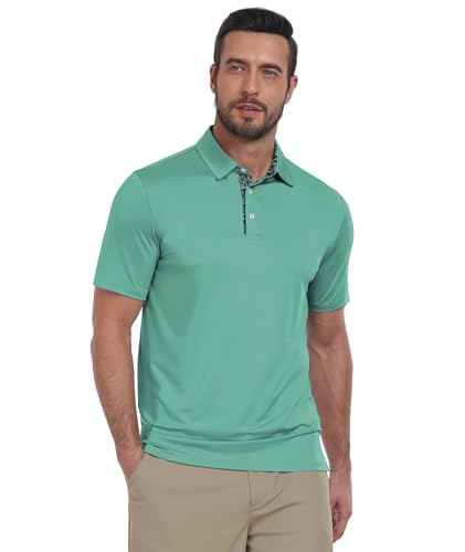 Image of ZITY Golf Shirts for Men Short Sleeve Moisture Wicking Solid Performance Designed Print Collared Casual Polo Shirt