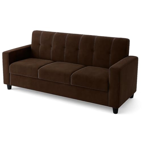 Image of FURNY Asano 3 Seater Fabric Sofa Set (Brown) | Durable Comfort | Modern Design | Ideal for Living Room