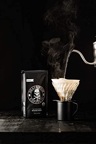 DEATH WISH COFFEE Dark Roast Coffee Grounds [16 oz.] The World's Strongest Coffee, USDA Certified Organic, Fair Trade, Arabica, Robusta (1-Pack)