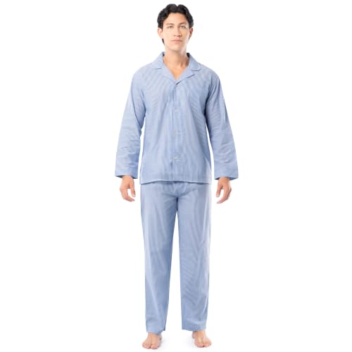 Image of Fruit of the Loom Men's Long Sleeve Broadcloth Pajama Set