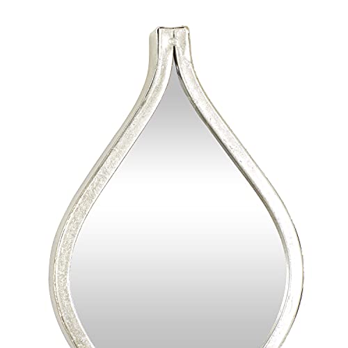 Deco 79 Metal Slim Stacked Chain 5 Layer Wall Mirror With Tear Drop Pattern And Foil Detailing, 7" X 1" X 58", Silver #TOP3