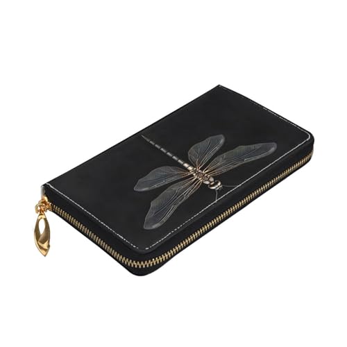 Portefeuille cuir RFID noir libellule : protégez vos cartes bancaires