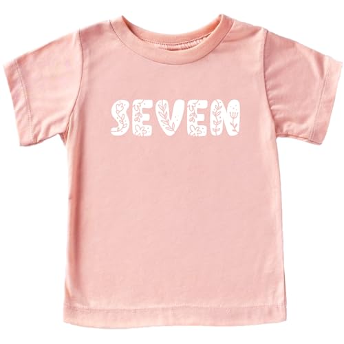 Image of Floral Numbers Ages 1-7 Birthday Girl Shirt for Baby & Toddler Youth Girls
