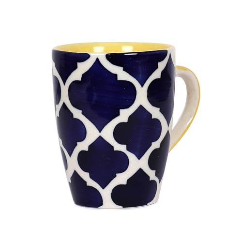 Image of QIMACPLUS Premium Elegant White and Blue Print Design Ceramic Coffee, Tea, Milk Mugs | Ideal Gift for Birthdays, Valentine's Day, Anniversaries, Festivals | Set of 2 Mugs