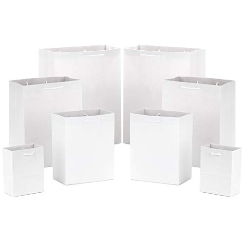 Hallmark White Gift Bags in Assorted Sizes (Pack of 8 - 2 Small 5