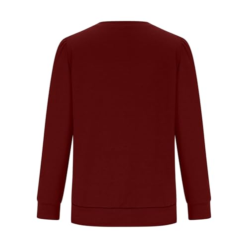 Camiseta básica feminina verão outono manga longa bufante gola redonda caimento solto camisetas femi