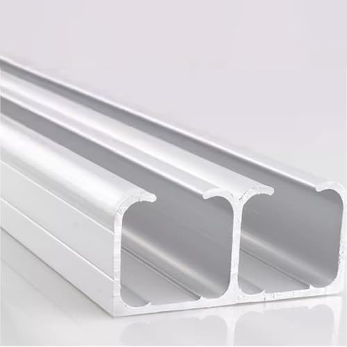 Kit de riel para puerta corrediza de doble derivación resistente, juego de rieles de aleación de aluminio para puertas de armario y de bolsillo, herrajes invisibles ajustables para puertas (185 cm)