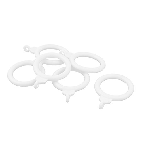 Aexit Cortina de ventana plástica Drapeado Ducha Anilla deslizante Ojal Gancho Anillos (model: V3221VIIO-3222WA) Blanco 6 piezas