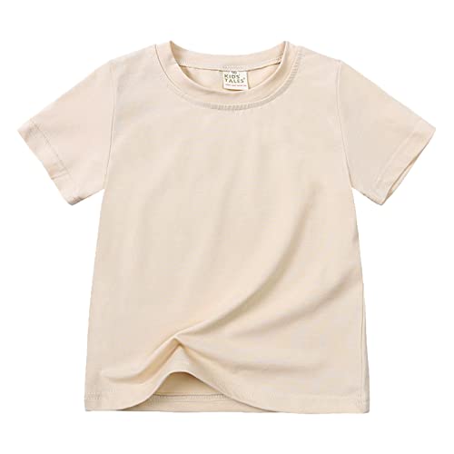 Camiseta de manga corta para niñas, camiseta de manga corta, deportiva, deportiva, de manga corta, deportiva, de verano, manga corta, camiseta deportiva, beige, 3-4 años