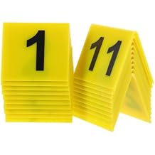 VANZACK Table Numbers Restaurant Markers Double-sided Acrylic Number Markers 1-20 Tents v Shape for Detective Scene
