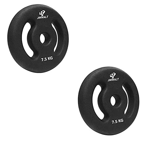 JIMWALT Now in India Exclusive Range of Neoprene Coated Weight Plates (1 to 10 Kg 30 MM Center Hole) (7.5kg*2=15kg)