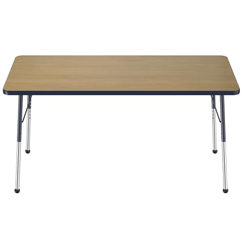 FDP 36" x 60" Rectangle Table with Ball Glide Legs - Pasadena Oak/Navy