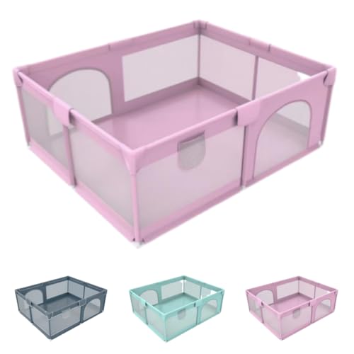 Gtzbciv 子供用ベビーサークル、メッシュ、子供用遊び場、ゲーム、子供が遊ぶためのもの、屋内外での使用に適しており、頑丈、滑り止め、吸盤付き、洗える、自立型、高さ66 cm、 (マカパウダー,160×160cm シングルドア)