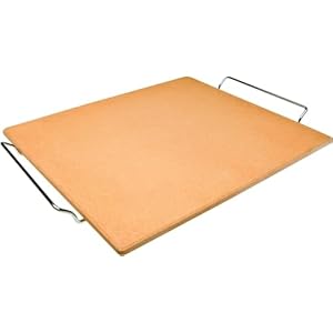 IBILI 16 x 14 Inch Heavy Duty Rectangular Ceramic Pizza Stone for Oven and Grill with Stainless Steel Base – Made in Spain