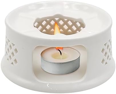 Ceramic Teapot Warmer, Coffee Warmer, Milk Warmer for Glass Teapot Stainless Steel Teapot and Other Heatproof Dish Warming Use (Ceramic White)