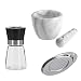 Produktbild Westmark Gewürz-Set, 3tlg., 1 Mörser mit Stößel + 1 Gewürzmühle + 1 Reibe, Marmor/Glas/PS/PP/Edelstahl, Weiß-grau/Schwarz/Silber, 695922E8
