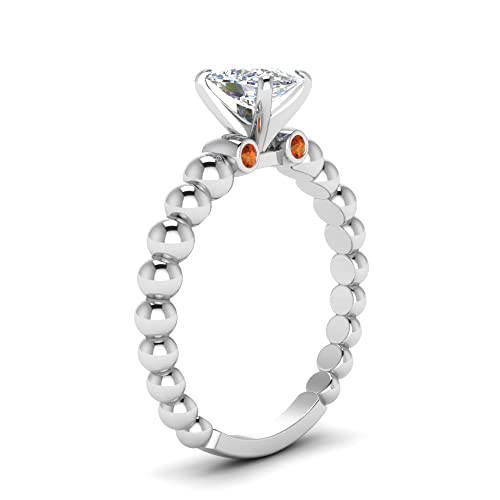 Image of 55Carat Choose Your Gemstone Bead Diamond CZ Engagement Ring sterling silver Emerald Shape Side Stone Engagement Rings Everyday Jewelry Wedding Jewelry Handmade Gifts for Wife US Size 4 to 12
