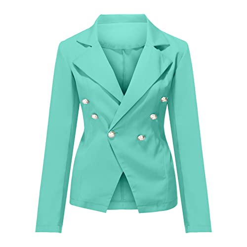 Mercatoo Jaqueta feminina casual de peso fino casaco slim manga comprida blazer escritório negócios