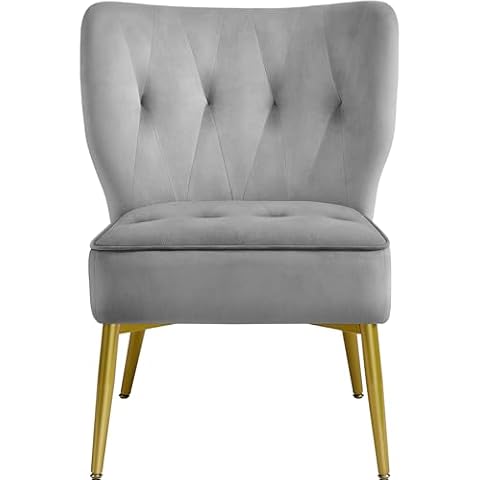 costoffs Grey Velvet Tub Chair with Gold Legs Cover