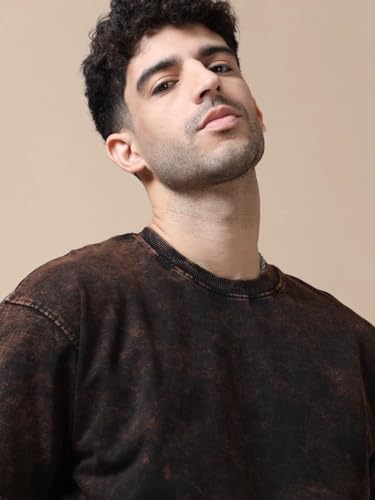 Image of boffi ... 100% Cotton Oversized T-Shirt Unisex Drop Shoulder Dye Washed Street Look Black Pack of 1