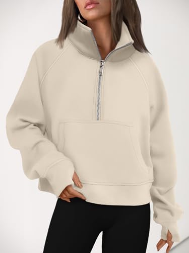 Image of AUTOMET Womens Sweatshirts Half Zip Cropped Pullover Fleece Quarter Zipper Hoodies 2026 Fall Fashion Outfits Clothes