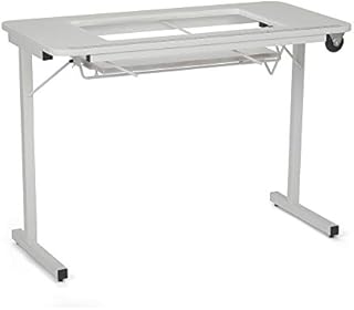 Arrow 611 Gidget II Folding Sewing, Cutting, Quilting, and Craft Table, Portable with Wheels and Lift, White Finish