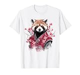 @n!mal Roter Panda Kirchblüten - Japan Tier Panda T-Shirt, Damen & Herren, Weiß, S, Kurzarm, Klassisch, Tierdruck