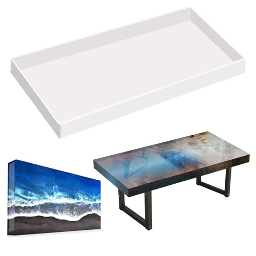 ZEPFJHE Ensemble de table carré en résine époxy avec 4 pieds en métal pour décoration de la maison, facile à démouler