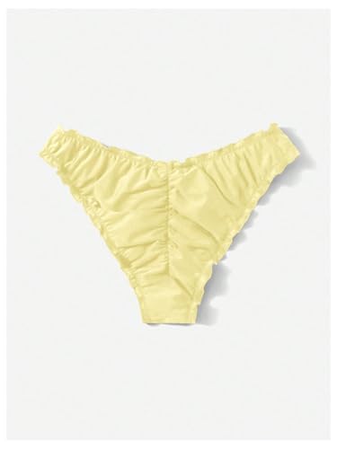 Milumia Women's Bikini Bottoms Solid Ruched Lettuce Trim Swim Bottom Swimwear2